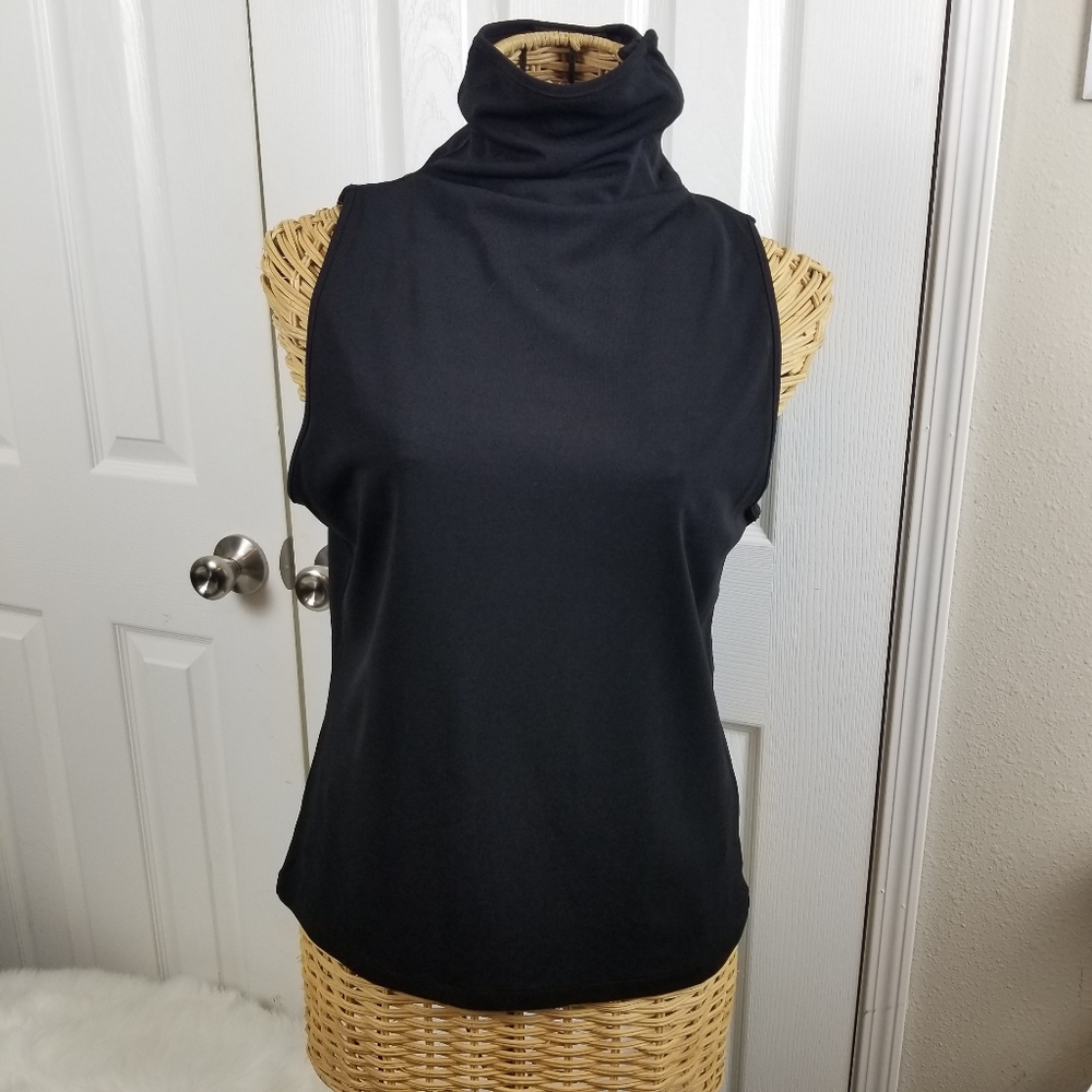 DKNY Sleeveless mock turtleneck.